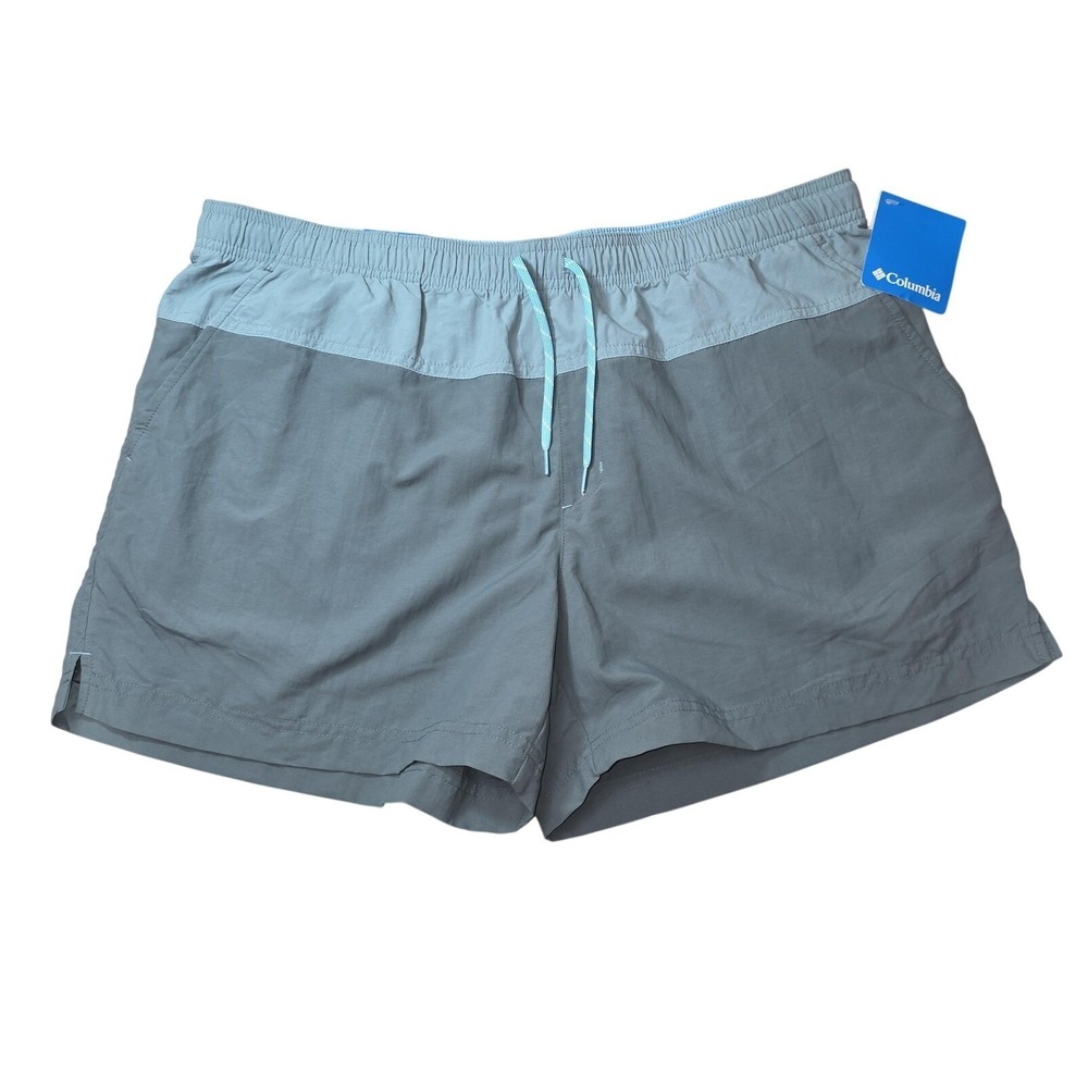 New Columbia Shorts Men L Colorblock Nylon‎ Swim Trunks Lined Regular Beachy